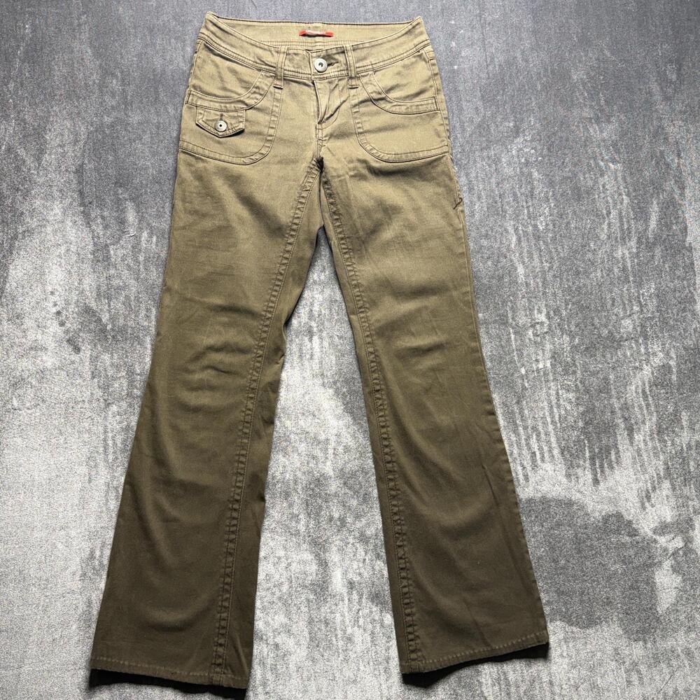 Unionbay Pants Womens 0 Green Stretch Twill Straight Leg Khakis Casual Pockets